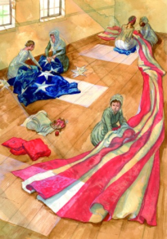 : Mary Pickergill, along with many helpers, hand sewed the new garrison flag for Fort McHenry in 1813.